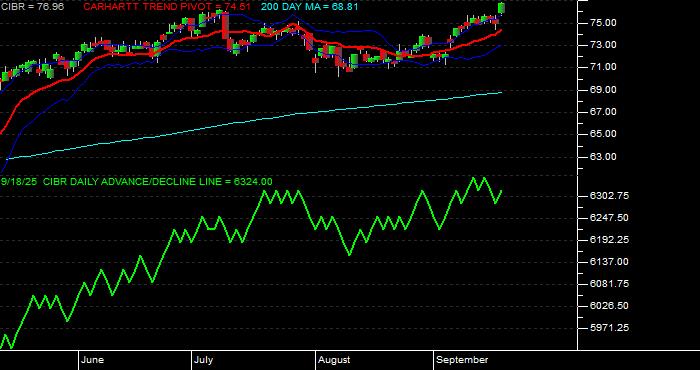  Volume / Composite Volume for the First Trust NASDAQ CEA Cybersecurity ETF - Daily Data Period