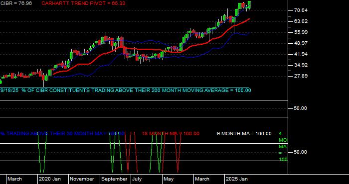  Volume / Composite Volume for the First Trust NASDAQ CEA Cybersecurity ETF - Monthly Data Period