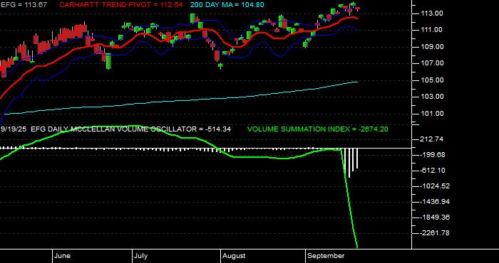  Volume / Composite Volume for the iShares MSCI Growth Index Fund ETF - Daily Data Period