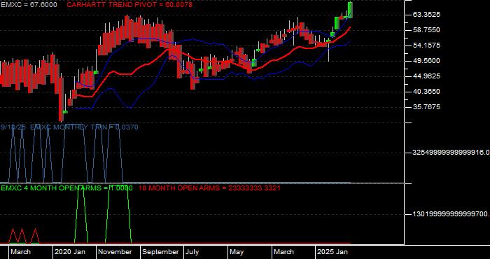 Volume / Composite Volume for the iShares MSCI Emerging Mkts ex China ETF - Monthly Data Period