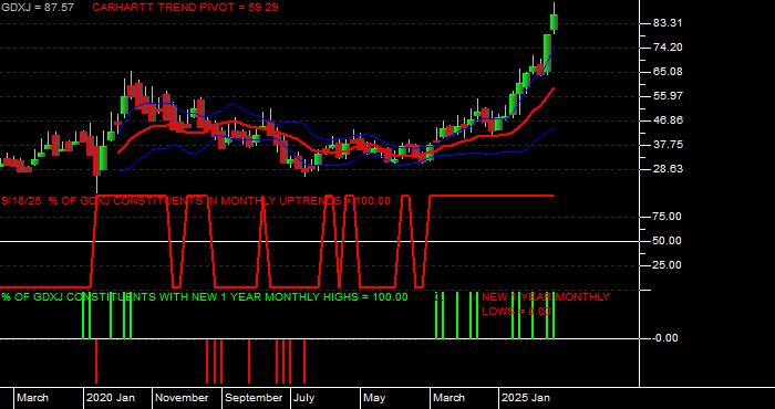  Volume / Composite Volume for the VanEck Junior Gold Miners ETF - Monthly Data Period