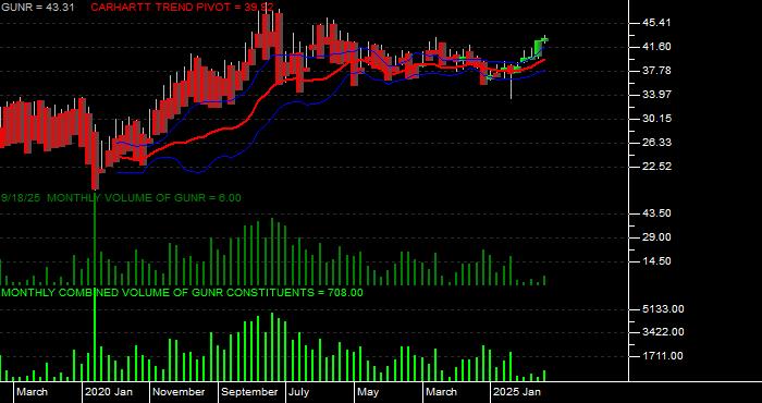 Volume / Composite Volume for the FlexShares Morningstar Global Upstream Natural Resources Index Fund ETF - Monthly Data Period