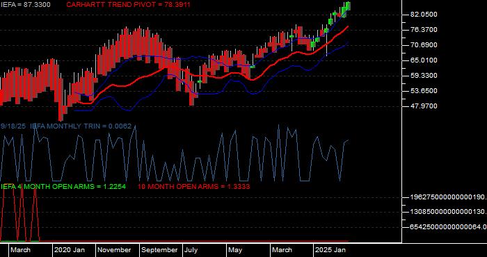  Volume / Composite Volume for the iShares Core MSCI EAFE ETF - Monthly Data Period