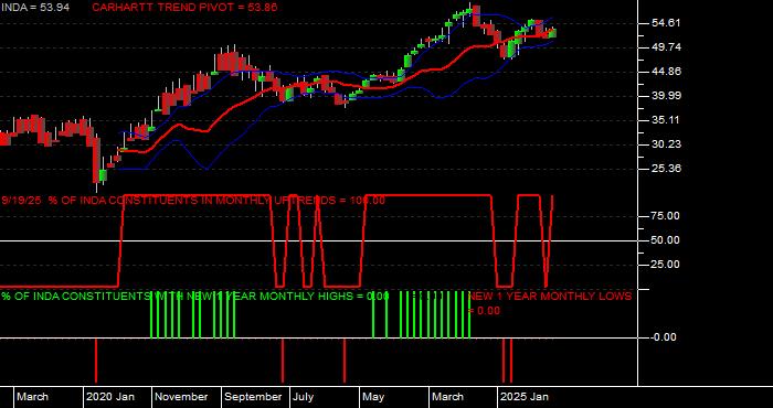  Volume / Composite Volume for the iShares MSCI India Index ETF - Monthly Data Period