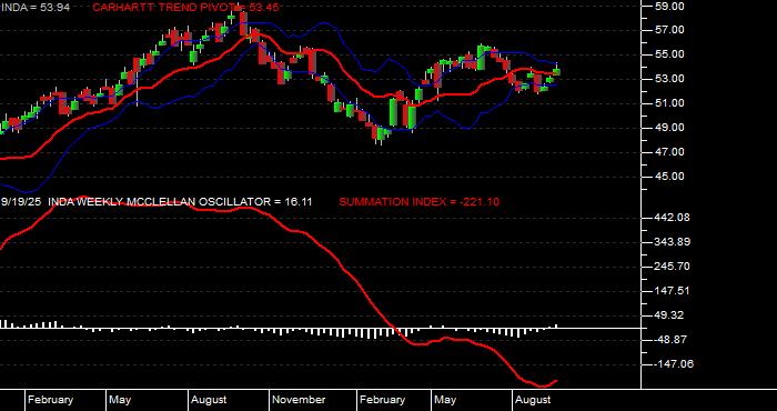  Volume / Composite Volume for the iShares MSCI India Index ETF - Weekly Data Period