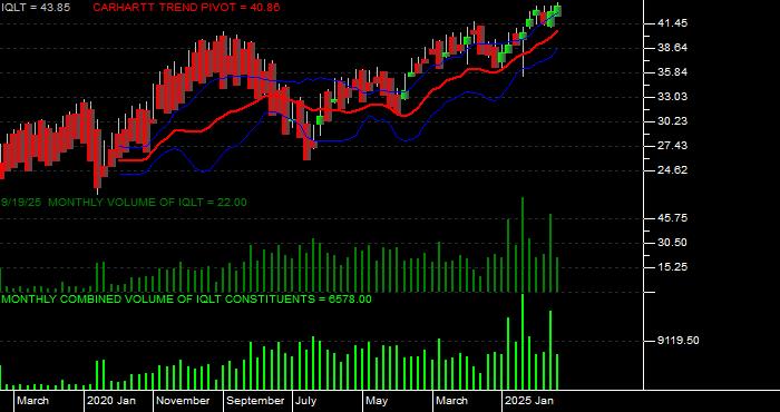 Volume / Composite Volume for the iShares MSCI Intl Dev Qual Factr ETF - Monthly Data Period