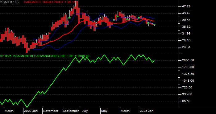 Volume / Composite Volume for the iShares MSCI Saudi Arabia Capped ETF - Monthly Data Period
