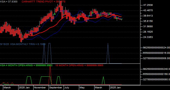  Volume / Composite Volume for the iShares MSCI Saudi Arabia Capped ETF - Monthly Data Period