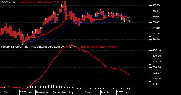  Volume / Composite Volume for the iShares MSCI Saudi Arabia Capped ETF - Monthly Data Period