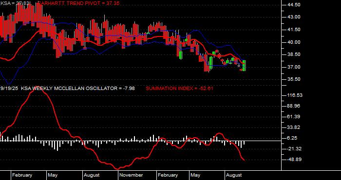  Volume / Composite Volume for the iShares MSCI Saudi Arabia Capped ETF - Weekly Data Period