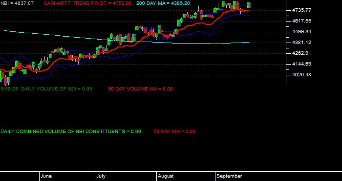  Volume / Composite Volume for the NASDAQ Biotechnology Index - Daily Data Period