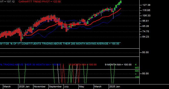  Volume / Composite Volume for the Vanguard Total World Stock ETF - Monthly Data Period