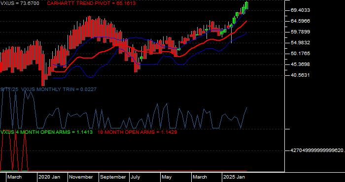  Volume / Composite Volume for the Vanguard Total International Stock ETF - Monthly Data Period