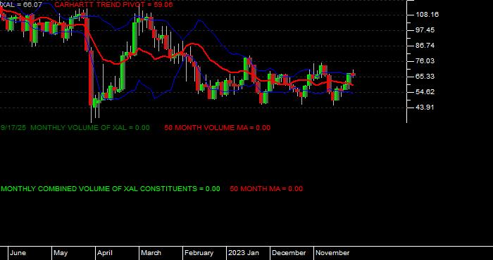  Volume / Composite Volume for the Amex Airline Index - Monthly Data Period