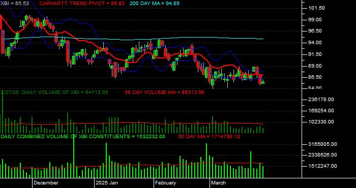  Volume / Composite Volume for the SPDR S & P Biotech ETF Daily Data Period